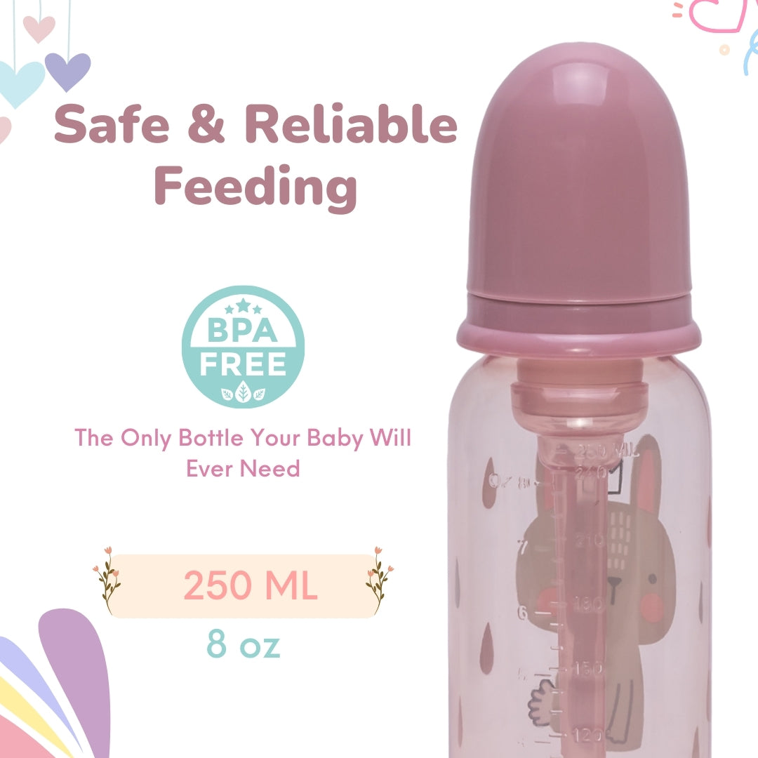 Adore Advanced CONTANGO- The Ventilated Anti-Colic Stem Baby Feeding Bottle- 250ml- Pink
