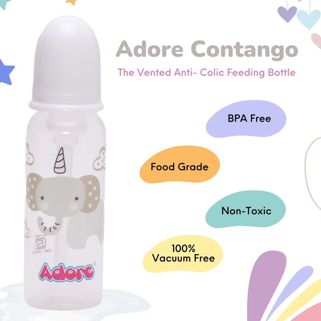 Adore Advanced CONTANGO- The Ventilated Anti-Colic Stem Baby Feeding Bottle- 250ml- White