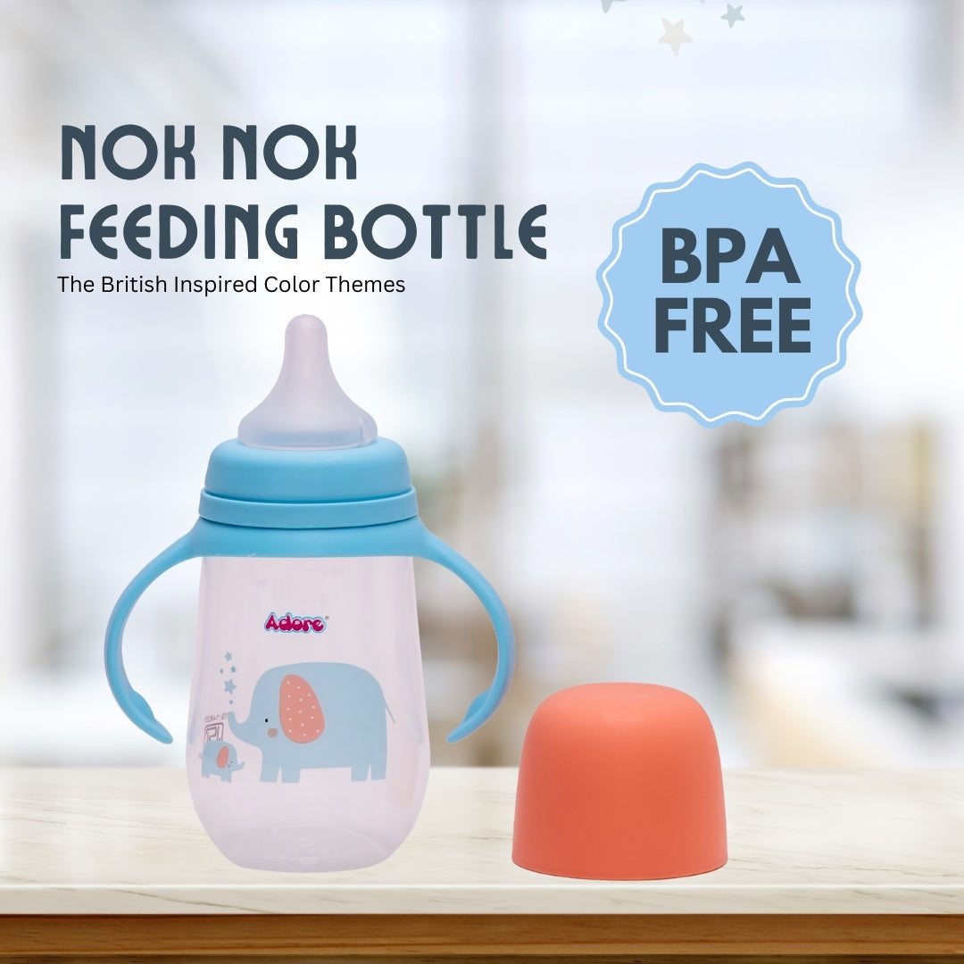 Adore Nok Nok Wide neck Feeding Bottle With Twin Handle 250ml - New Blue