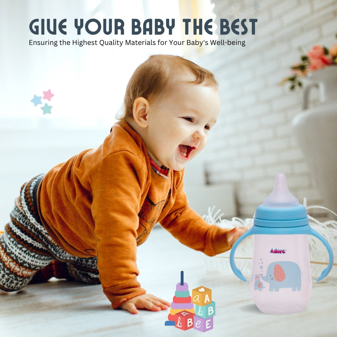 Adore Nok Nok Wide neck Feeding Bottle With Twin Handle 250ml - New Blue