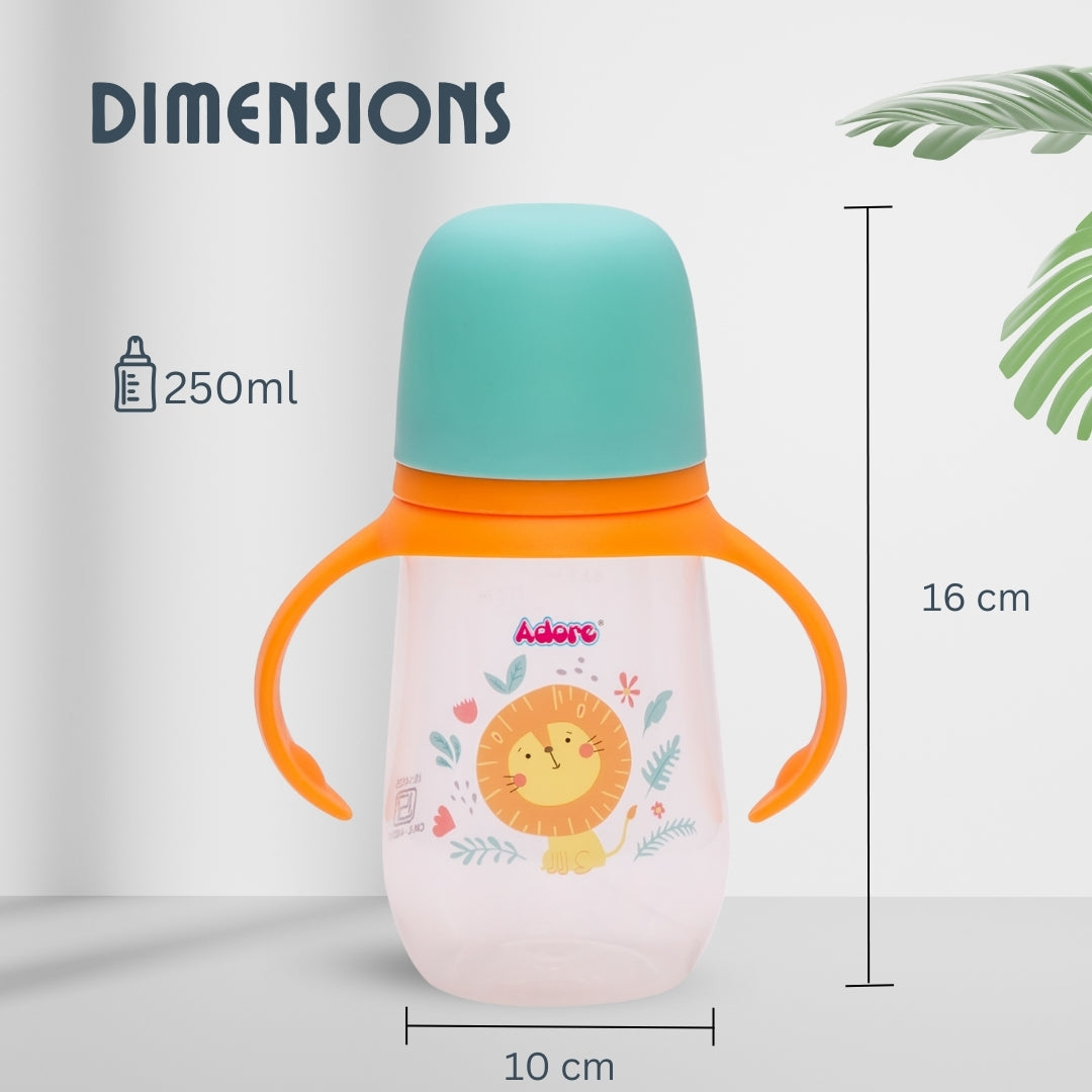 Adore Nok Nok Wide neck Feeding Bottle With Twin Handle 250ml - Orange