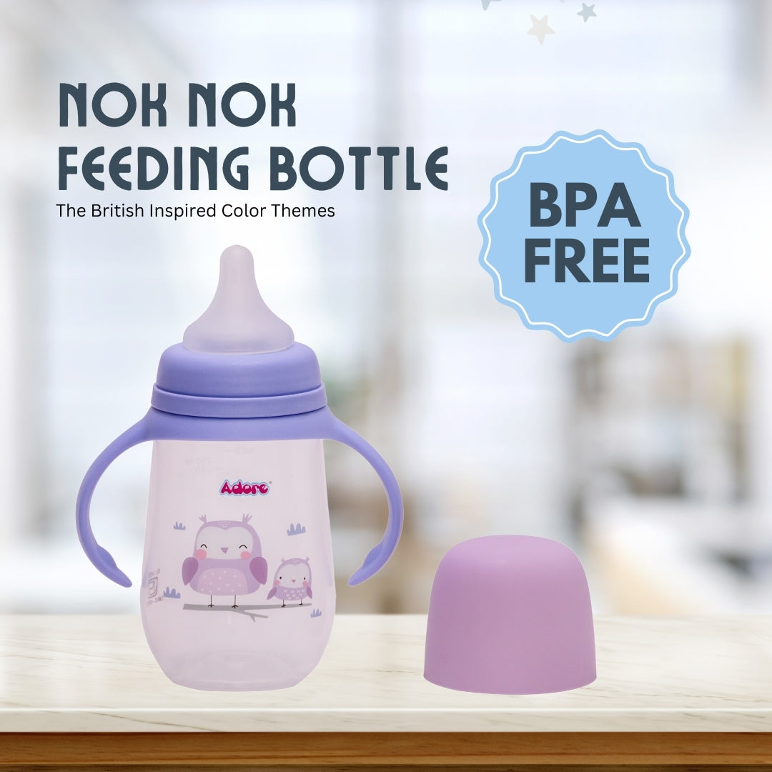 Adore Nok Nok Wide neck Feeding Bottle With Twin Handle 250ml - Purple