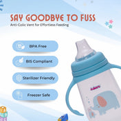 Adore Ireland Wide Neck Soft Spout sipper with Twin Handle-250ml- New Blue