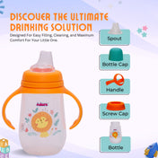Adore Ireland Wide Neck Soft Spout sipper with Twin Handle-250ml- Orange
