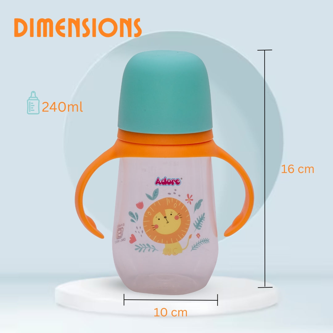 Adore Ireland Wide Neck Soft Spout sipper with Twin Handle-250ml- Orange