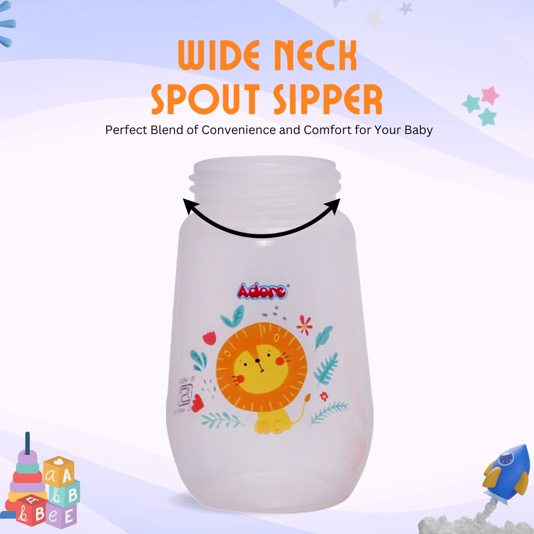 Adore Ireland Wide Neck Soft Spout sipper with Twin Handle-250ml- Orange