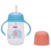 Adore Scotland Wide neck Soft Straw Sipper with Twin Handle-250ml- New Blue