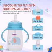 Adore Scotland Wide neck Soft Straw Sipper with Twin Handle-250ml- New Blue