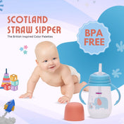 Adore Scotland Wide neck Soft Straw Sipper with Twin Handle-250ml- New Blue