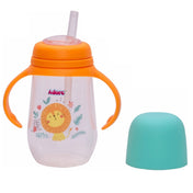 Adore Scotland Wide neck Soft Straw Sipper with Twin Handle-250ml- Orange