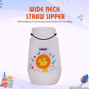 Adore Scotland Wide neck Soft Straw Sipper with Twin Handle-250ml- Orange