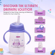 Adore Scotland Wide neck Soft Straw Sipper with Twin Handle-250ml- Purple
