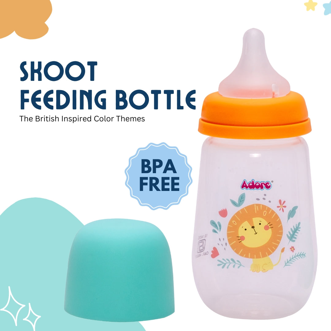 Adore Skoot Sr 2 Stage Wideneck Feeding Bottle - 250 ml - Orange