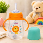 Adore Great Britain Wide Neck Straw Sipper with Gravity Ball and Twin Handle- 250ml Orange