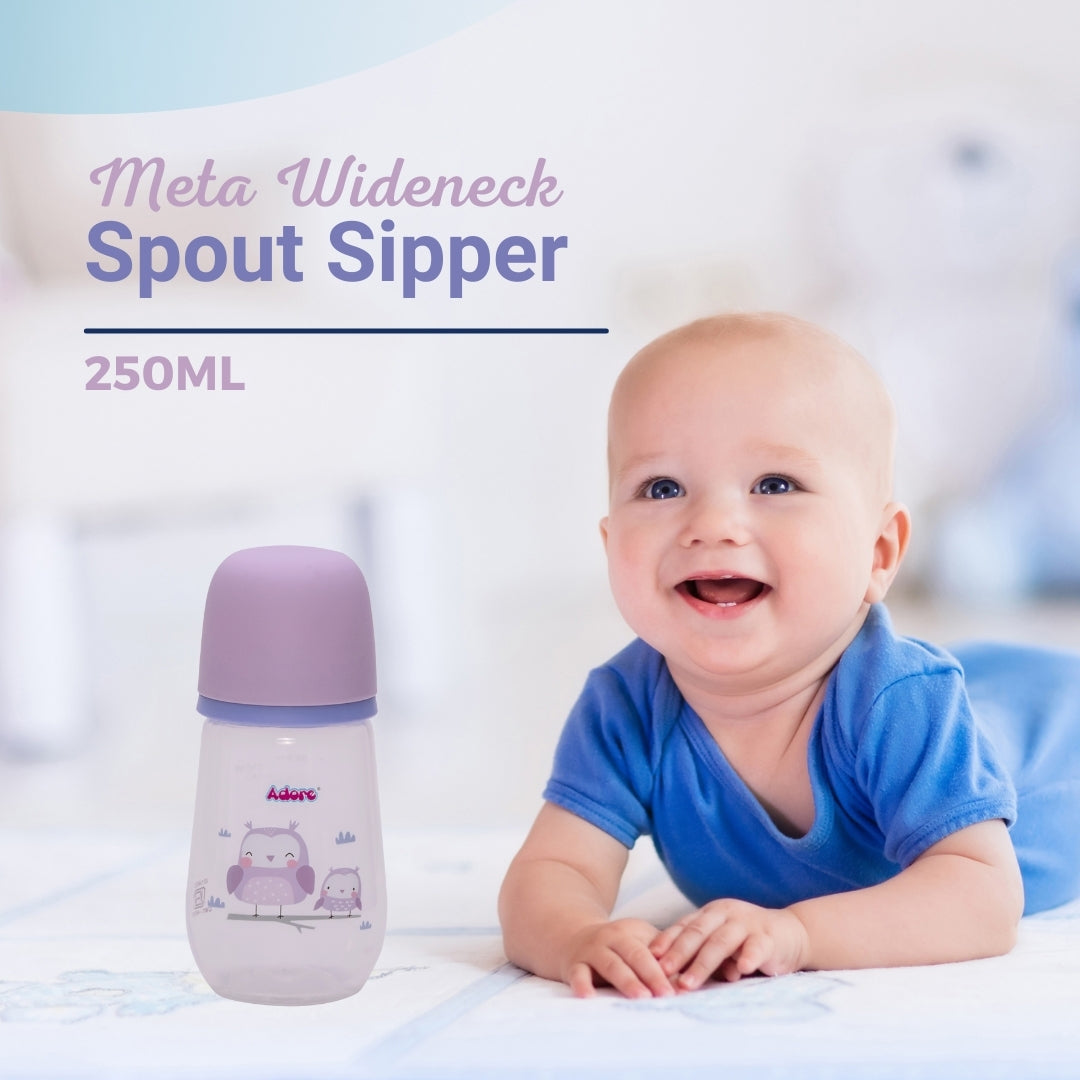 Adore Meta Wideneck Spout Sipper- Spill Proof- 250ml - Purple