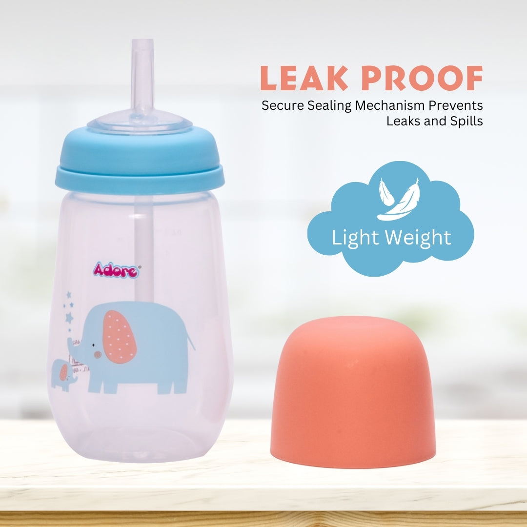 Adore Zeta Wideneck Straw Sipper- Spill Proof- 250ml - New Blue