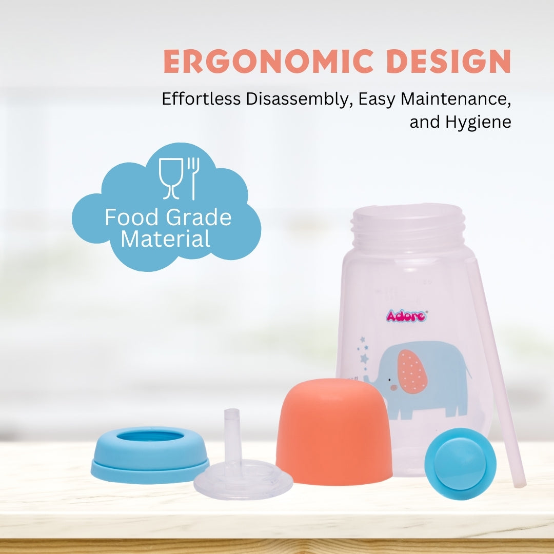 Adore Zeta Wideneck Straw Sipper- Spill Proof- 250ml - New Blue