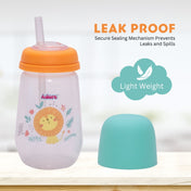 Adore Zeta Wideneck Straw Sipper- Spill Proof- 250ml - Orange