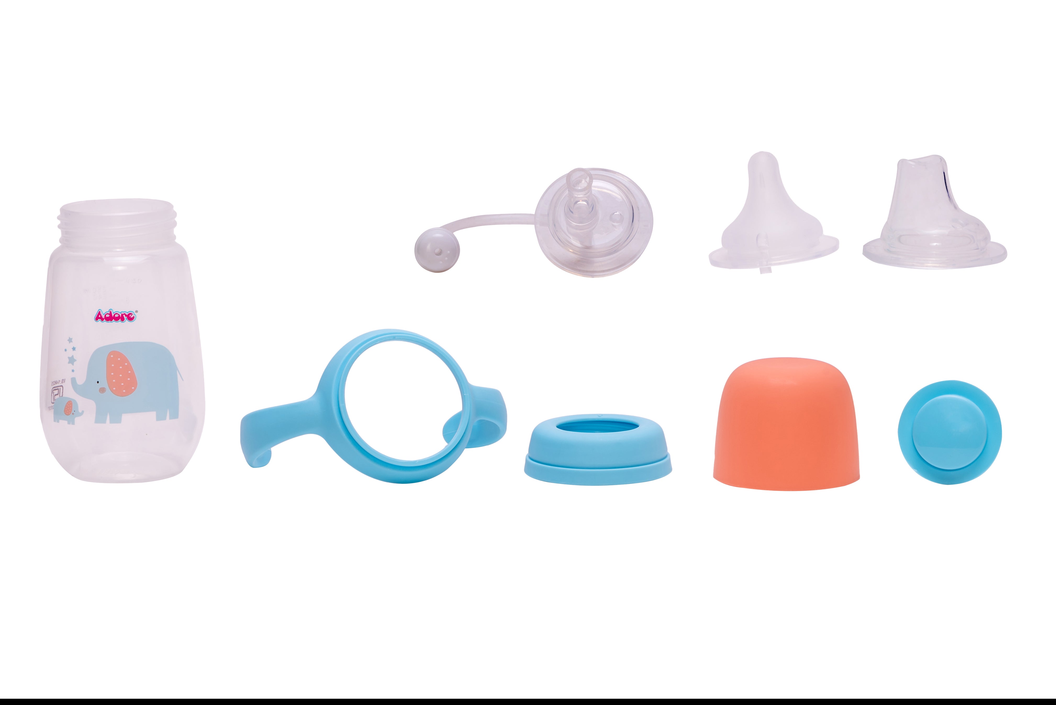Adore Magnum Opus 4 Stage Wide Neck Feeding Bottle with Twin Handle- New Blue