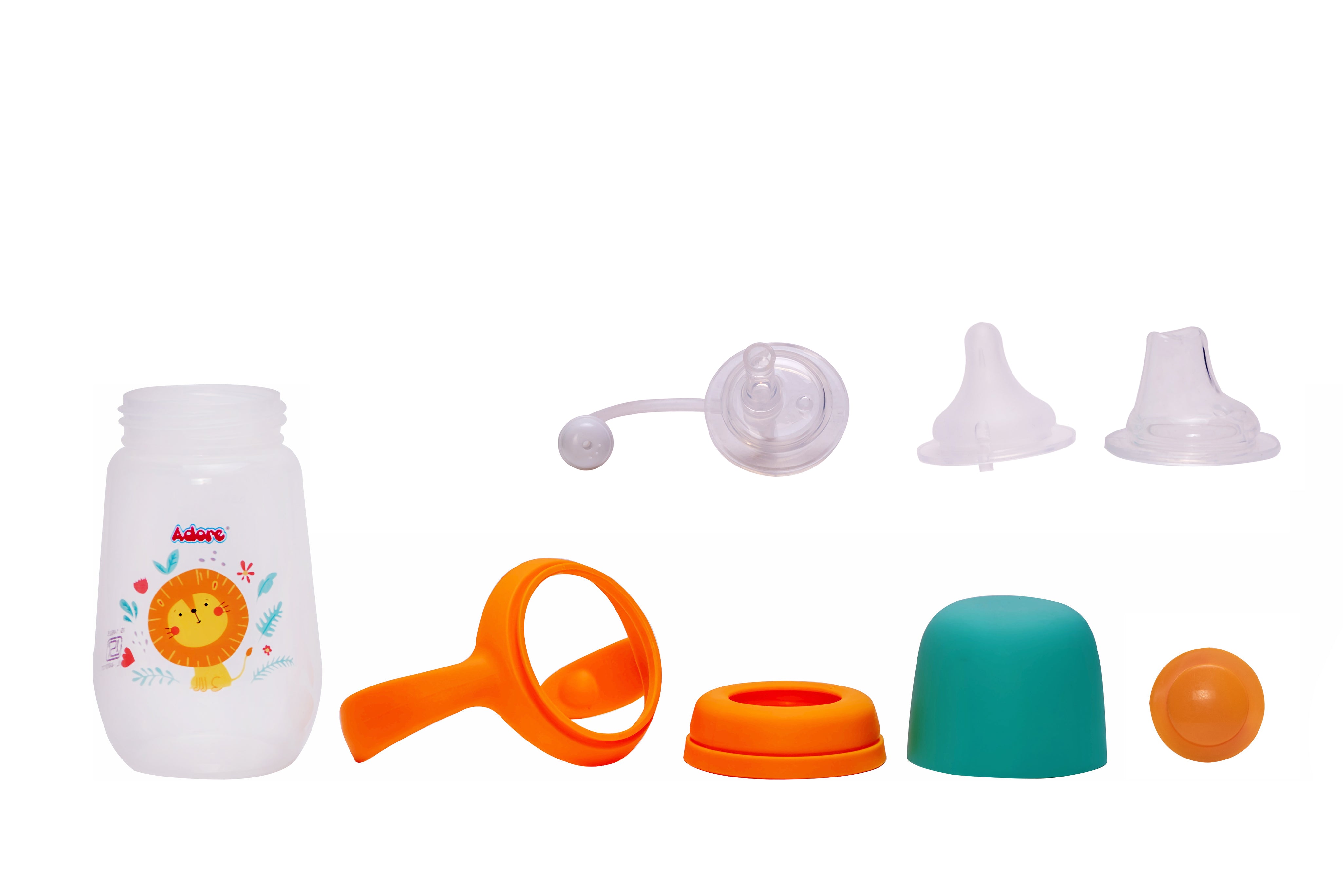 Adore Magnum Opus 4 Stage Wide Neck Feeding Bottle with Twin Handle- Orange