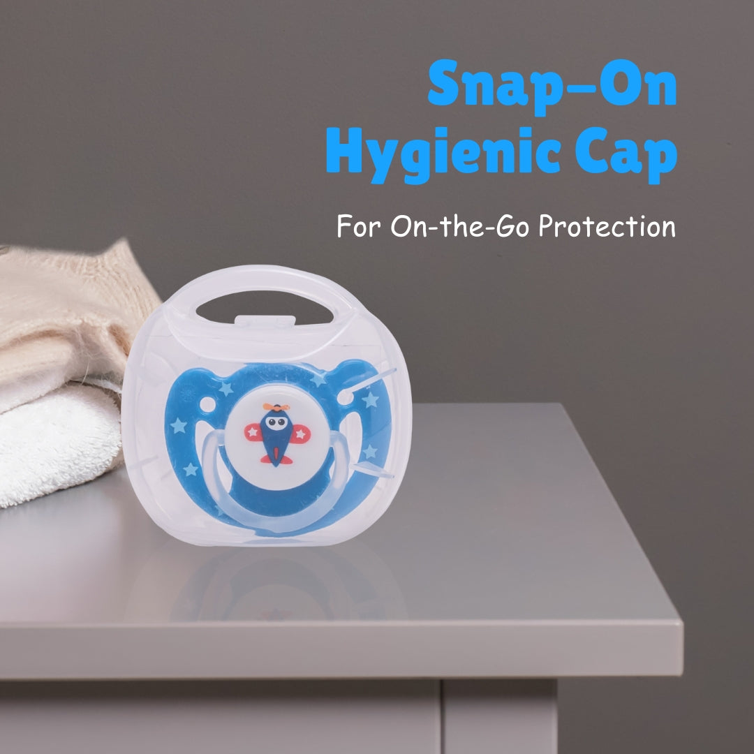 Adore Vento Jr - The Orthodontic Vented Pacifier with Multipurpose Storage Case - Blue