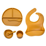 Adore Brillio Silicon Baby Feeding Set- Pack of 5 - Yellow