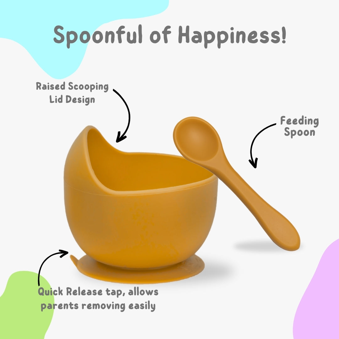 Adore Brillio Silicon Baby Feeding Set- Pack of 5 - Yellow