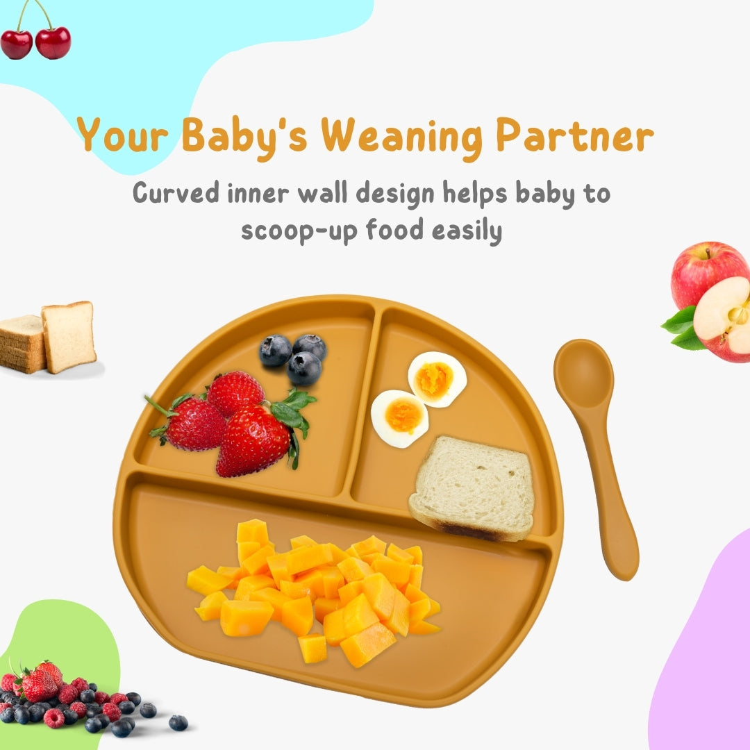 Adore Brillio Silicon Baby Feeding Set- Pack of 5 - Yellow