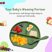 Adore Brillio Silicon Baby Feeding Set- Pack of 5 - Military Green