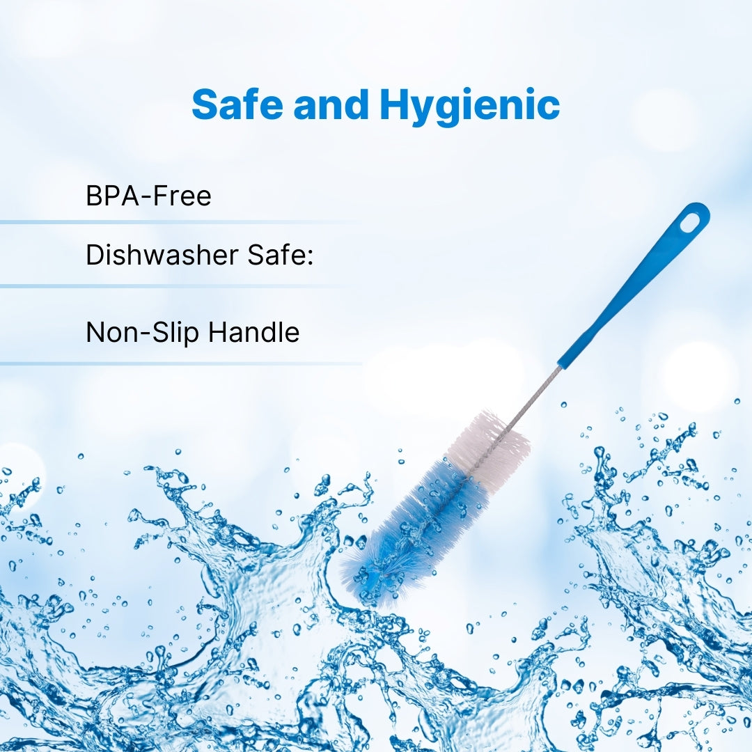 Adore Duece Long Handled Nylon Baby Bottle Cleaning Brush Kit Pack of 2 - Blue