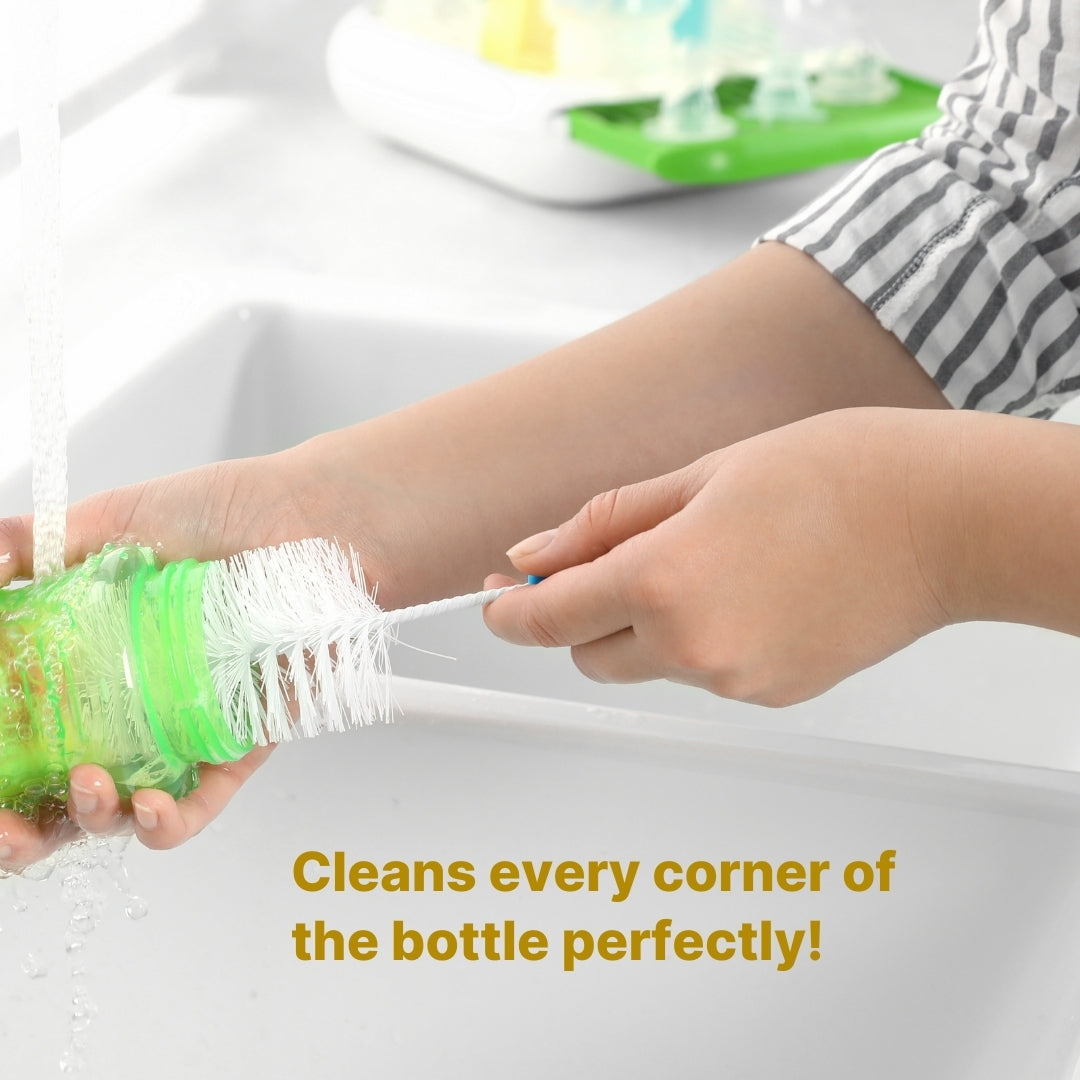 Adore Duece Long Handled Nylon Baby Bottle Cleaning Brush Kit Pack of 2 - Yellow