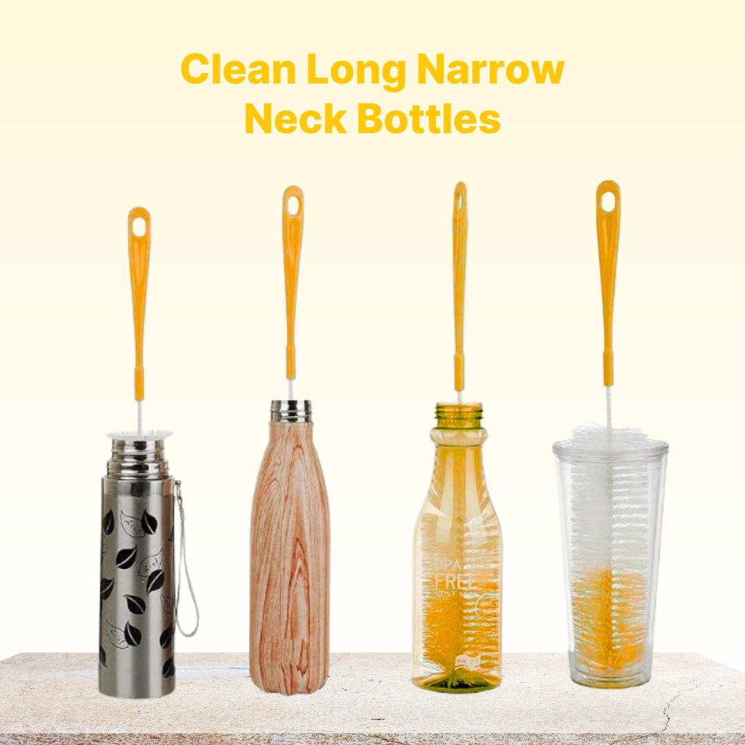 Adore Duece Long Handled Nylon Baby Bottle Cleaning Brush Kit Pack of 2 - Yellow