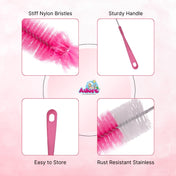 Adore Duece Long Handled Nylon Baby Bottle Cleaning Brush Kit Pack of 2 - Pink