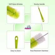 Adore Duece Long Handled Nylon Baby Bottle Cleaning Brush Kit Pack of 2 - Green