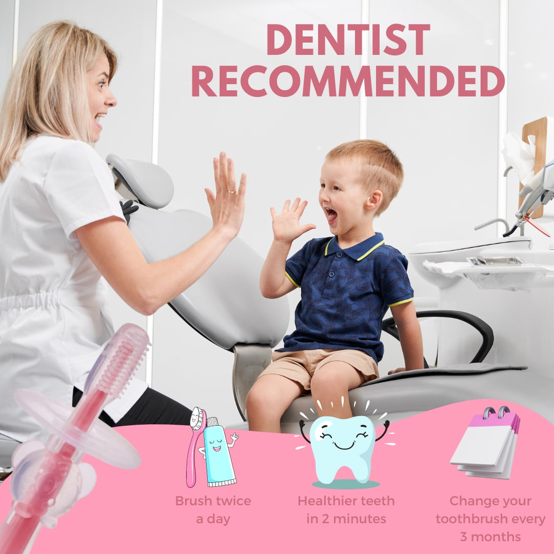 Adore Baby Training Toothbrush With Anti Choking Shield - Pink