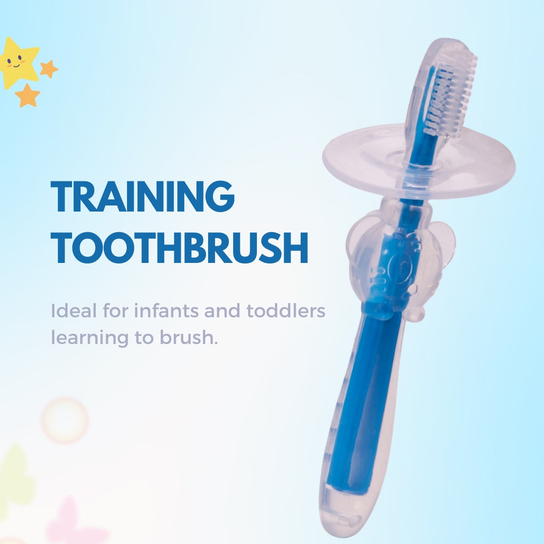 Adore Baby Training Toothbrush With Anti Choking Shield - Blue