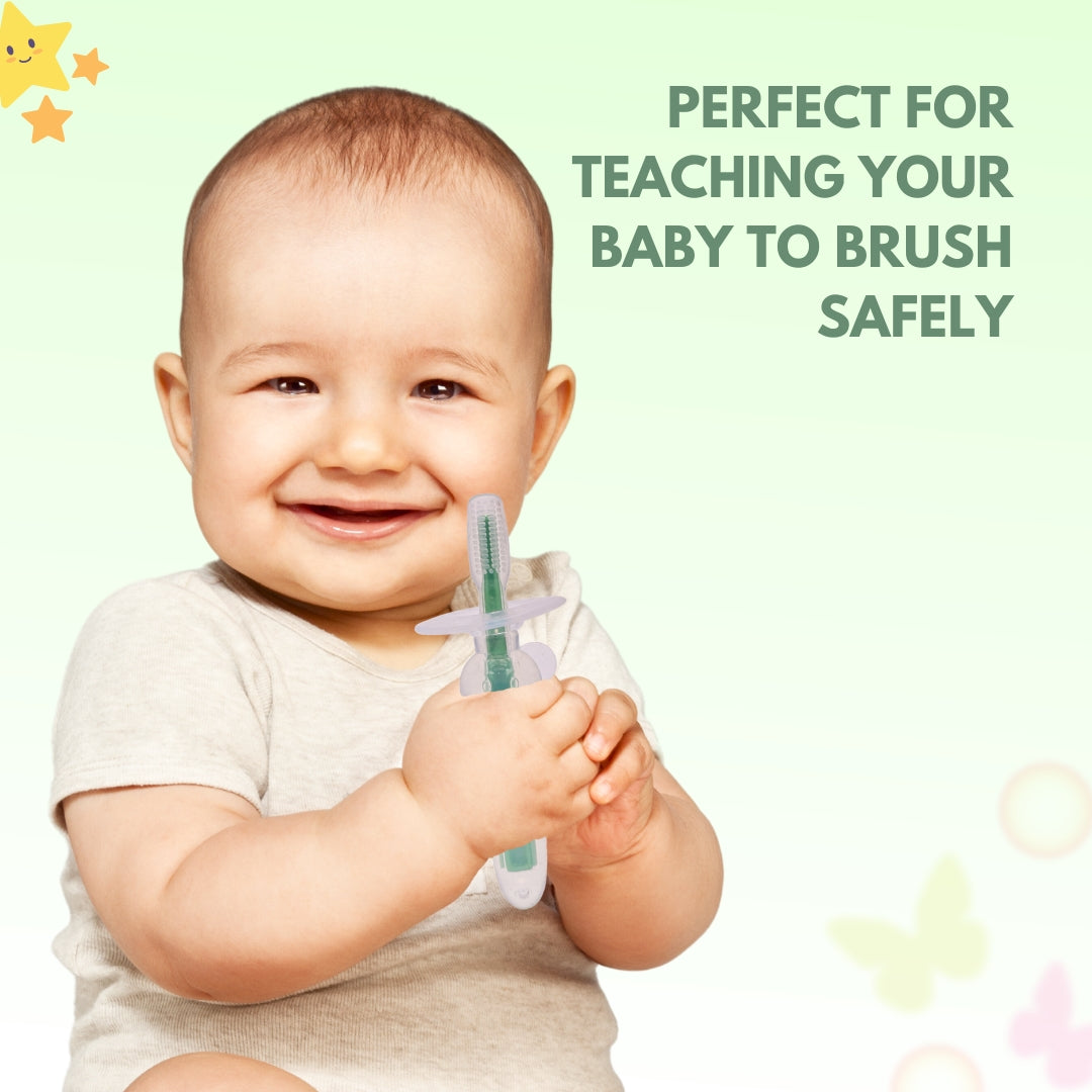 Adore Baby Training Toothbrush With Anti Choking Shield - Green