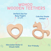 Adore Wohoo! Wooden Teethers- Pack of 2- Heart+ Sea horse