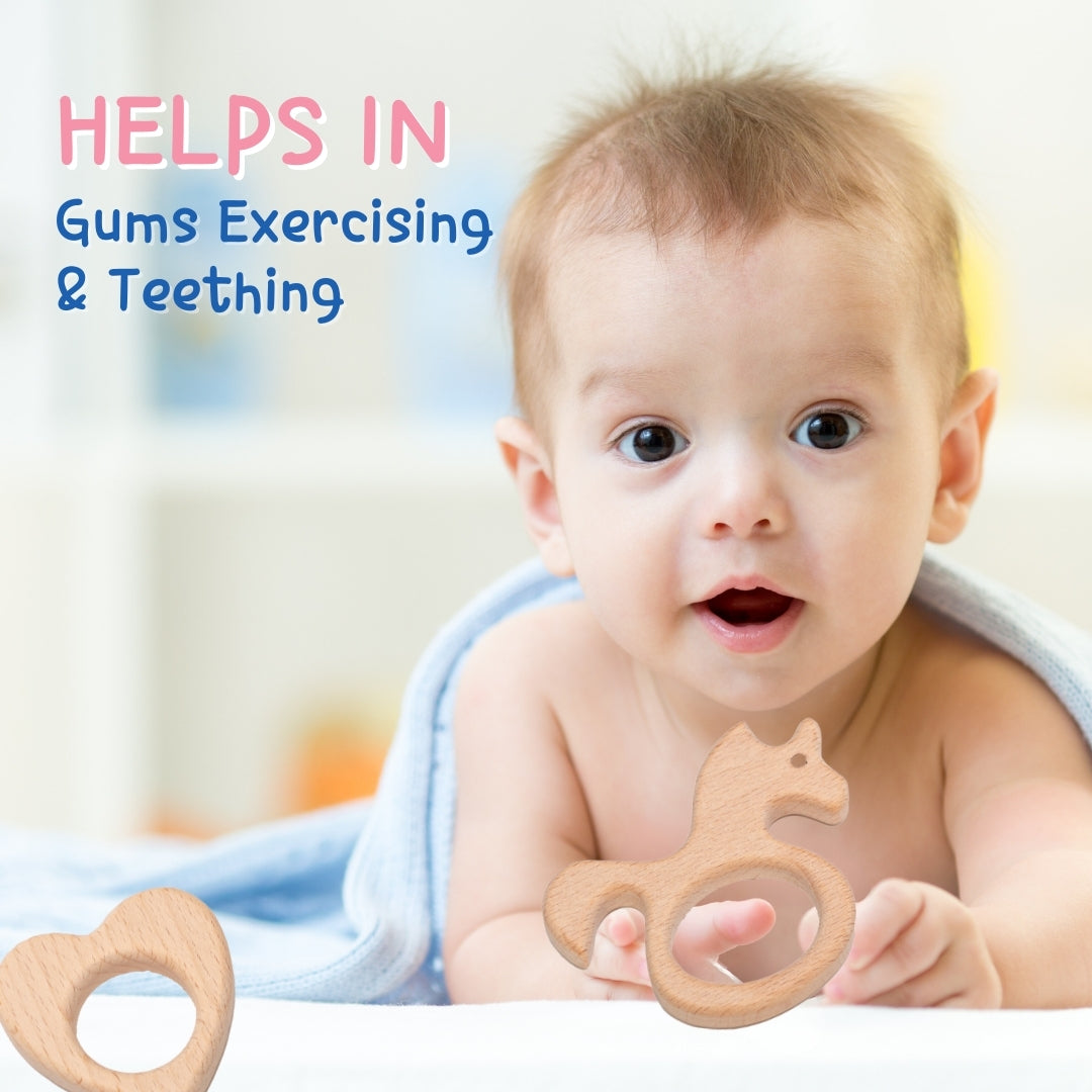 Adore Wohoo! Wooden Teethers- Pack of 2- Heart+ Sea horse