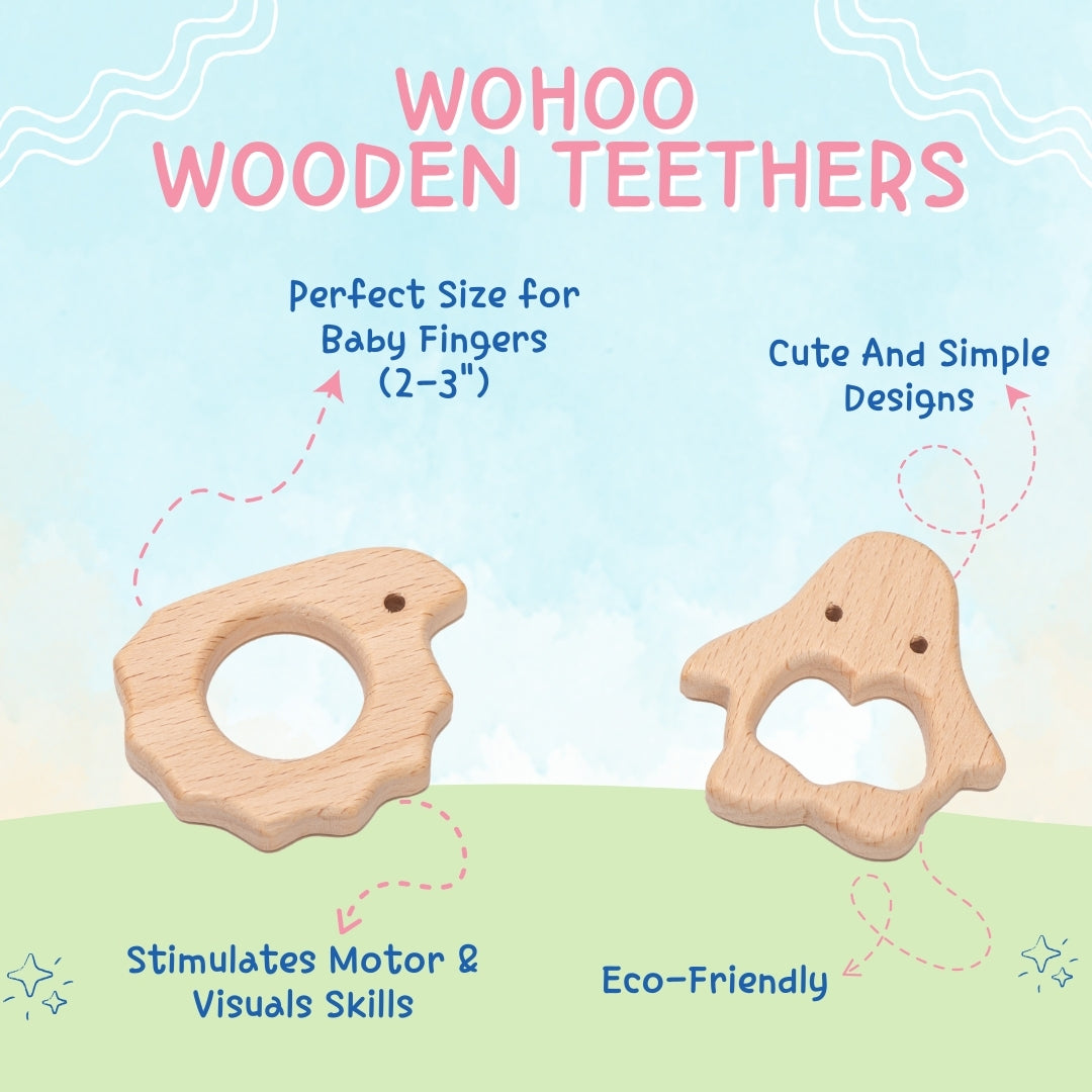 Adore Wohoo! Wooden Teethers- Pack of 2- Clown+ Snail