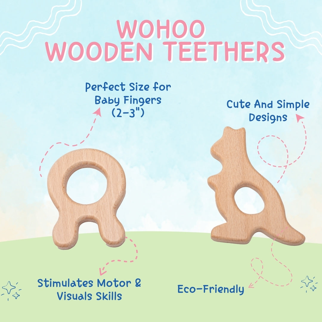 Adore Wohoo! Wooden Teethers- Pack of 2 - Bunny+ Kangaroo