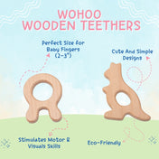 Adore Wohoo! Wooden Teethers- Pack of 2 - Bunny+ Kangaroo