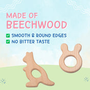 Adore Wohoo! Wooden Teethers- Pack of 2 - Bunny+ Kangaroo