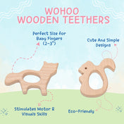 Adore Wohoo! Wooden Teethers- Pack of 2- Fox and Squirrel