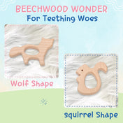 Adore Wohoo! Wooden Teethers- Pack of 2- Fox and Squirrel