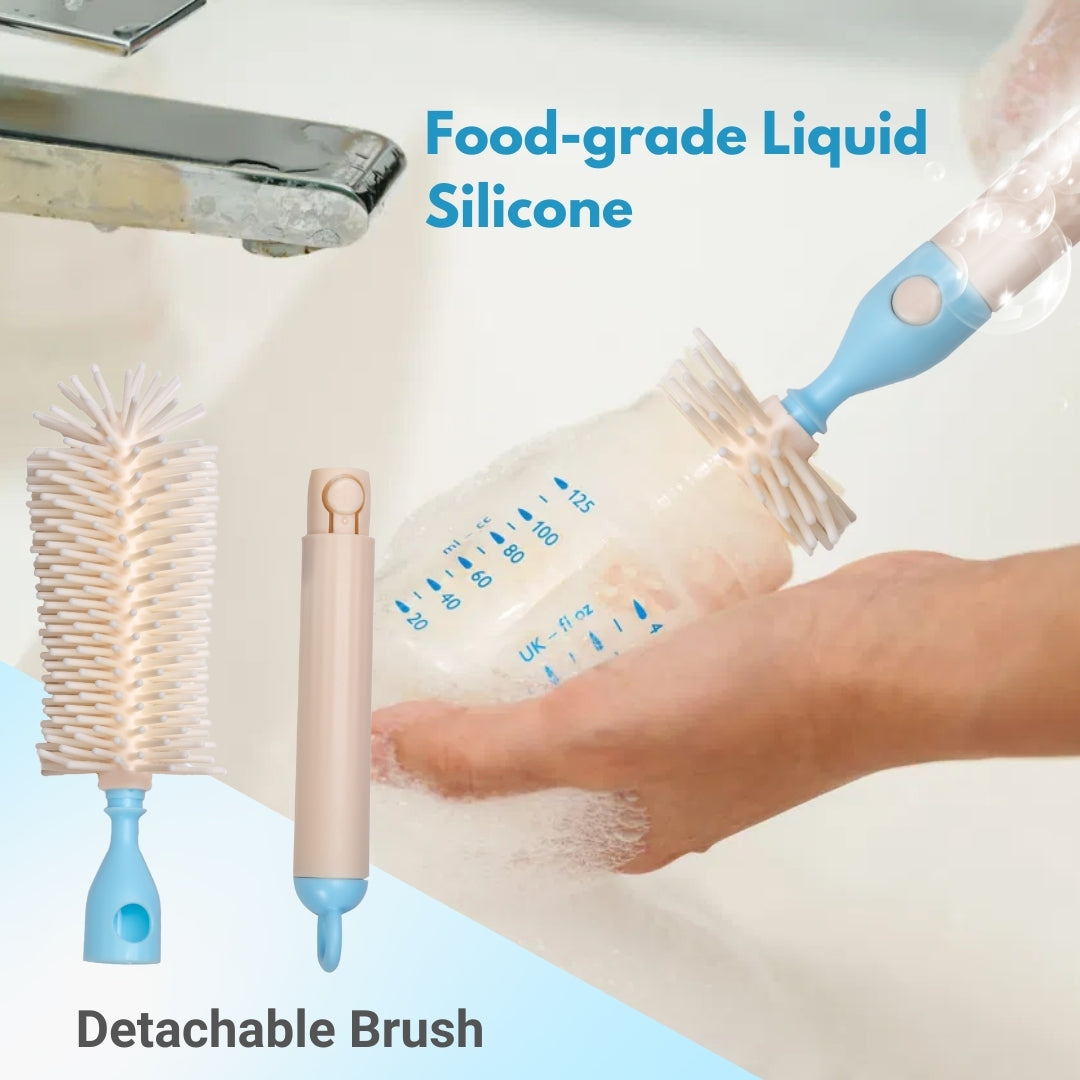 Adore Advanced PRACTO-The Smart Travel Bottle Cleaning Brush Kit & Drying Rack with Storage Case - Blue