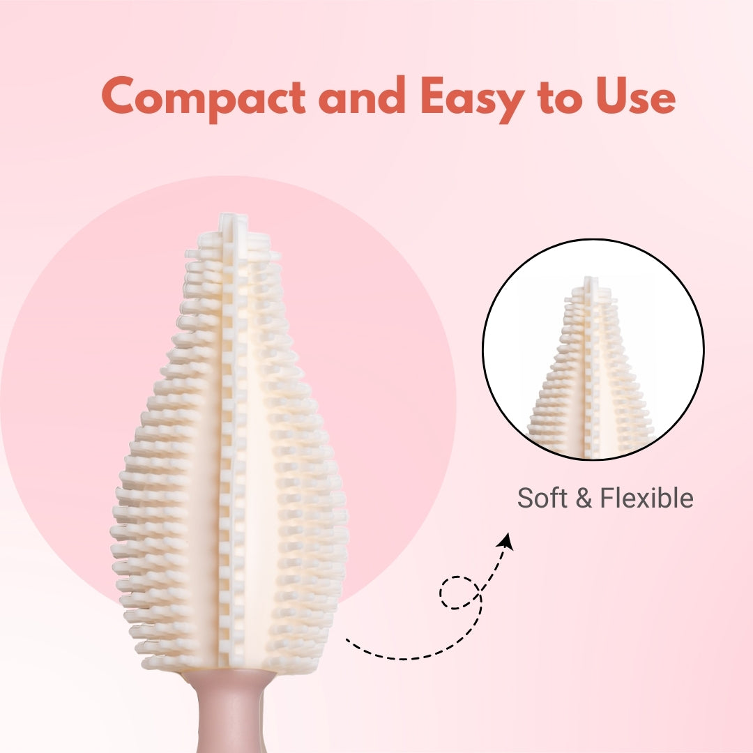 Adore Advanced PRACTO-The Smart Travel Bottle Cleaning Brush Kit & Drying Rack with Storage Case - Pink