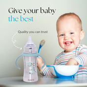 Adore Magnus! Premium Wideneck Stainless Steel Feeding Bottle with anti-colic teat and Handle 250ml - Green Dino