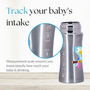 Adore Magnus! Premium Wideneck Stainless Steel Feeding Bottle with anti-colic teat and Handle 250ml - Blue Toucan
