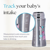 Adore Magnus! Premium Wideneck Stainless Steel Feeding Bottle with anti-colic teat and Handle 250ml - Pink Dino